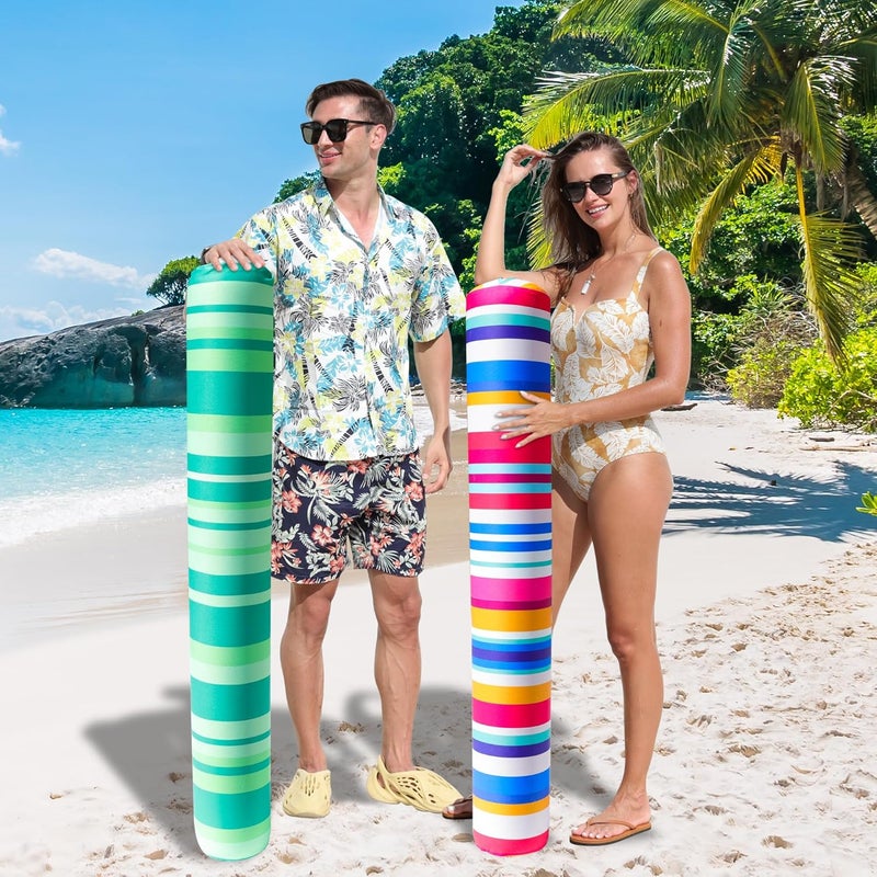 FindUWill 2 Pack Inflatable Swim Pool Noodles, Pool Noodles Floats for Adults, Soft Fabric Covered Large Swim Noodles for Lake, Beach - Image 4